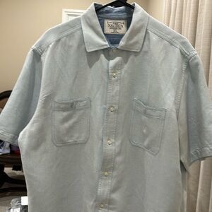 Nautica Short Sleeve Button Down Shirt, Color - Faded Light Blue Fit X-Large
